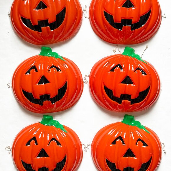 1990's Vintage Halloween JACK-O'-LANTERN Outdoor Light Porch Cover x 6 - Picture 1 of 4